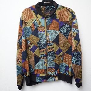 Cascais Vintage Multi-Color Bomber Jacket Size XL